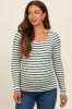 Forest Green Striped Maternity Long Sleeve Top sold by Pinkblush
