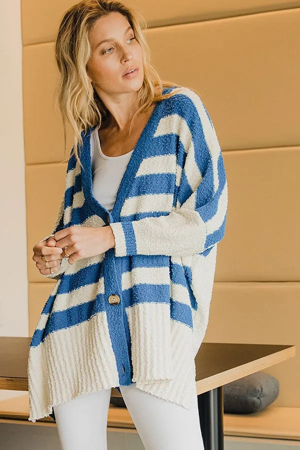 Blue Textured Knit Striped Oversized Cardigan sold by Pinkblush product image thumbnail 3
