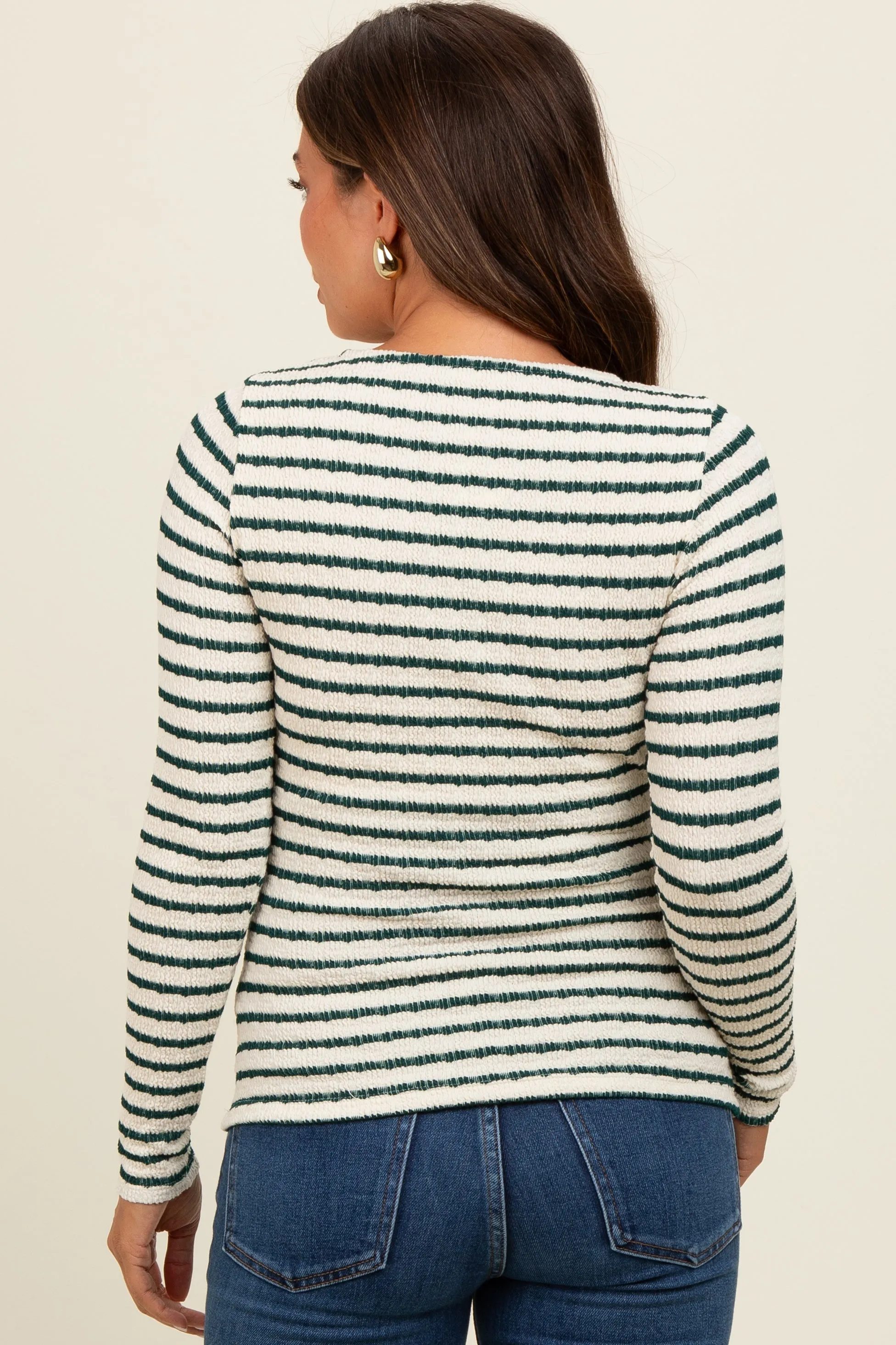 Forest Green Striped Maternity Long Sleeve Top sold by Pinkblush product image thumbnail 5