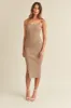 Mocha Ribbed Sleeveless Side Slit Midi Dress sold by Pinkblush