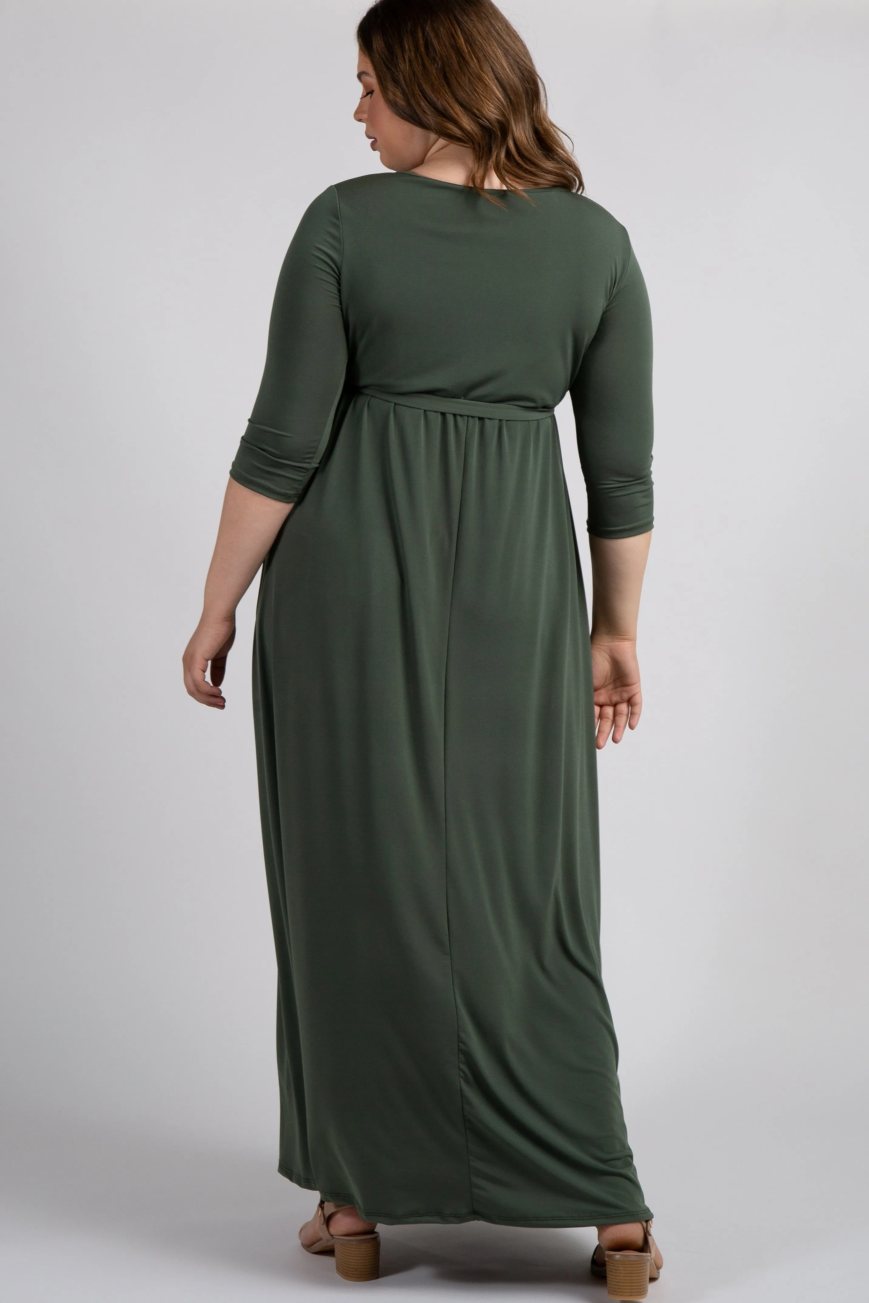 PinkBlush Olive Sash Tie Wrap Plus Maternity Maxi Dress sold by Pinkblush product image thumbnail 3