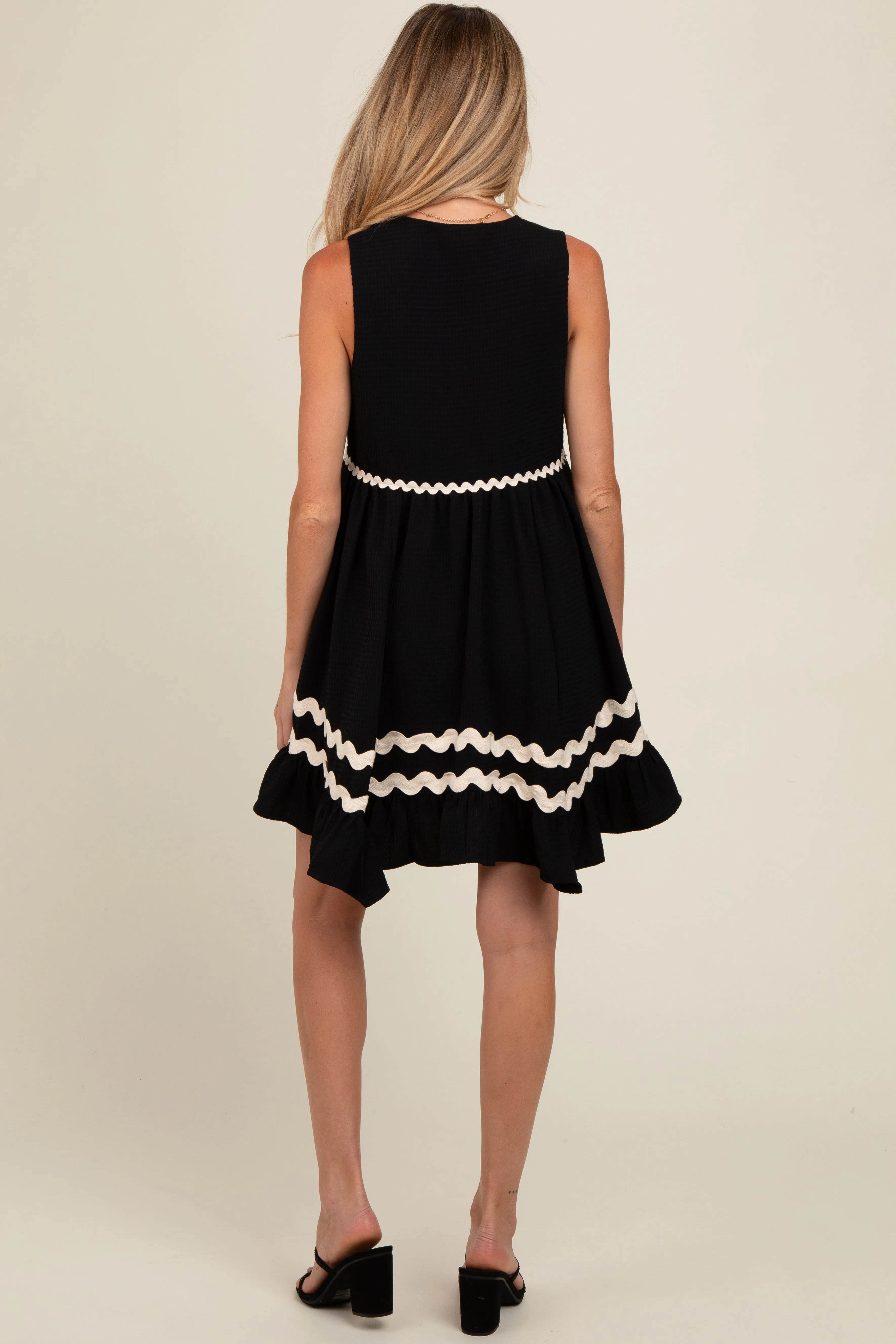 Black Contrast Wavy Trim Maternity Mini Dress sold by Pinkblush product image thumbnail 3
