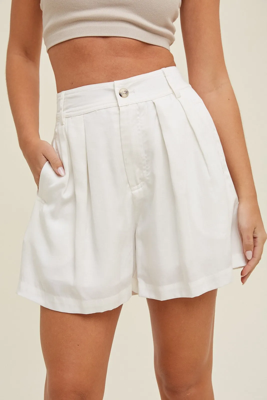 White Pleated Shorts With Pockets sold by Pinkblush product image thumbnail 2