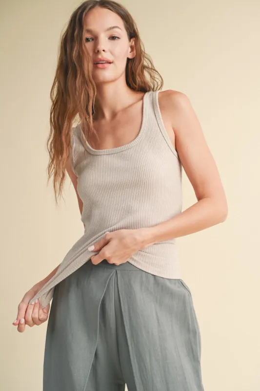 Light Taupe V-Neck Basic Tank Top sold by Pinkblush
