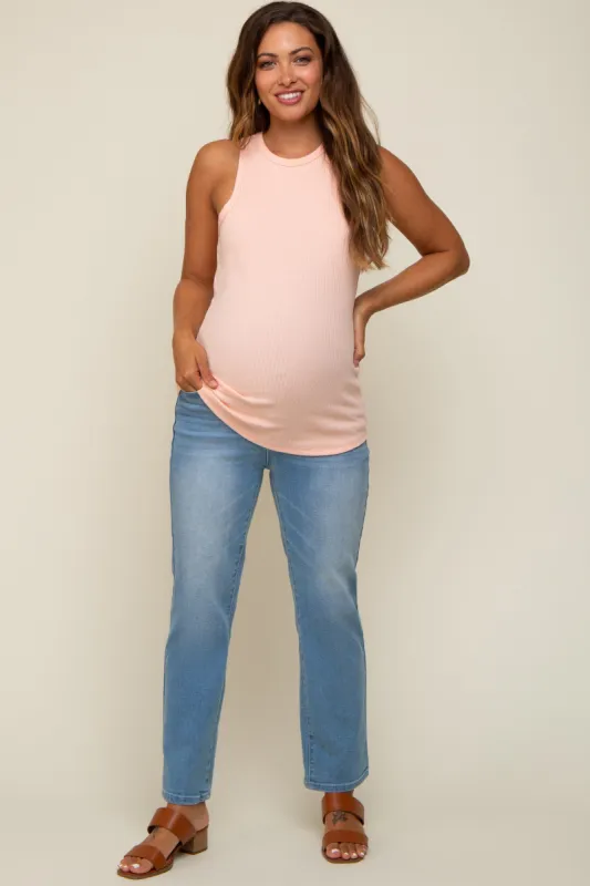 Peach Ribbed Basic Maternity Tank Top sold by Pinkblush