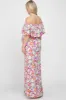 Fuchsia Floral Off Shoulder Maternity Maxi Dress sold by Pinkblush