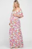 Fuchsia Floral Off Shoulder Maternity Maxi Dress sold by Pinkblush