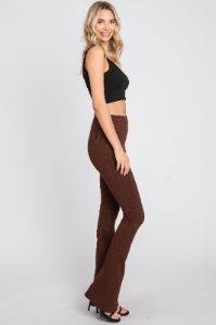 Brown Rib Knit Flare Leggings sold by Pinkblush
