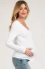 White Long Sleeve Maternity Shirt sold by Pinkblush