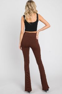 Brown Rib Knit Flare Leggings sold by Pinkblush