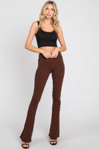 Brown Rib Knit Flare Leggings sold by Pinkblush