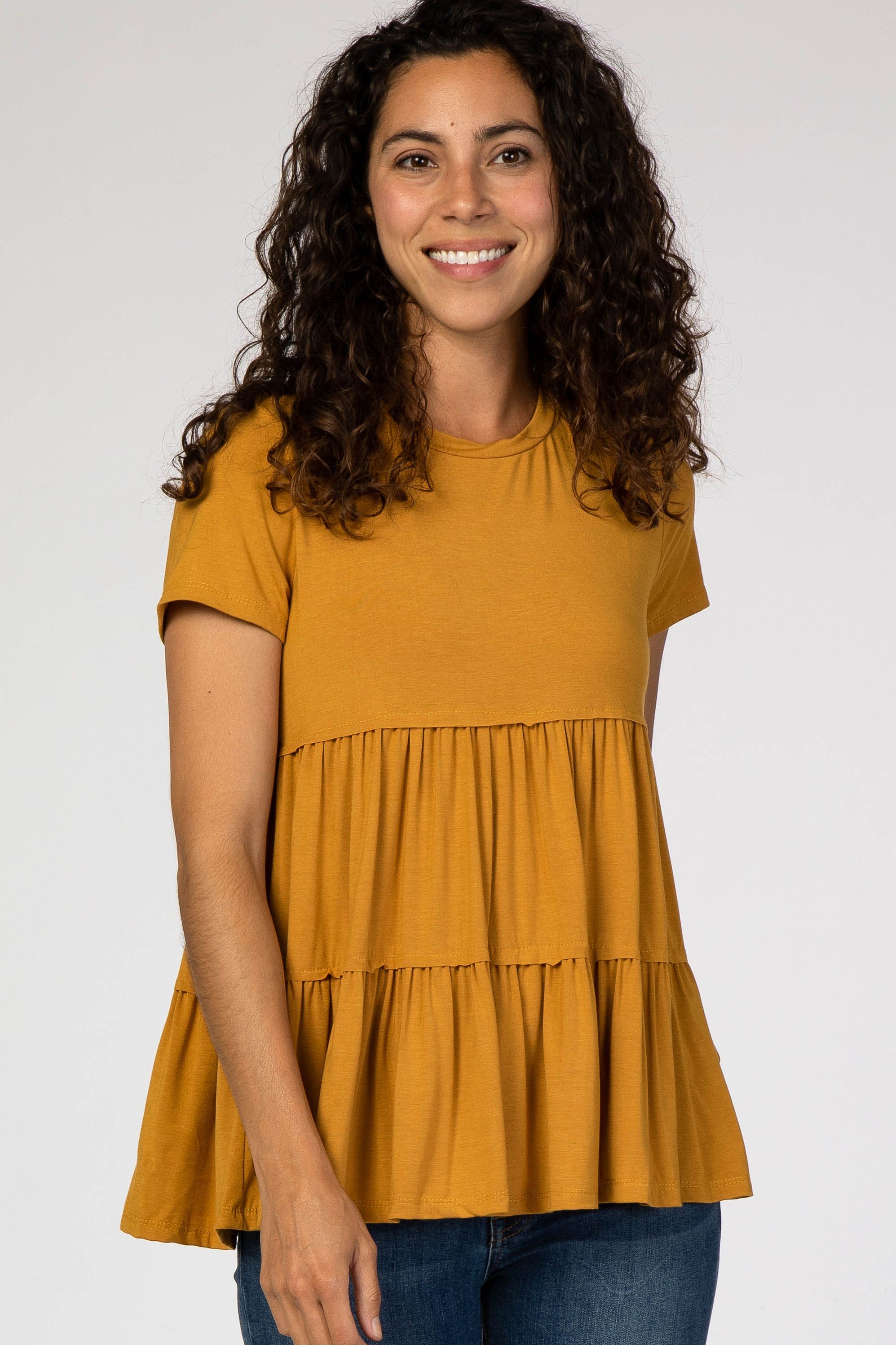 Mustard Tiered Top sold by Pinkblush