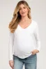 White Long Sleeve Maternity Shirt sold by Pinkblush