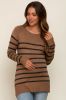 Mocha Striped Knit Long Sleeve Maternity Top sold by Pinkblush