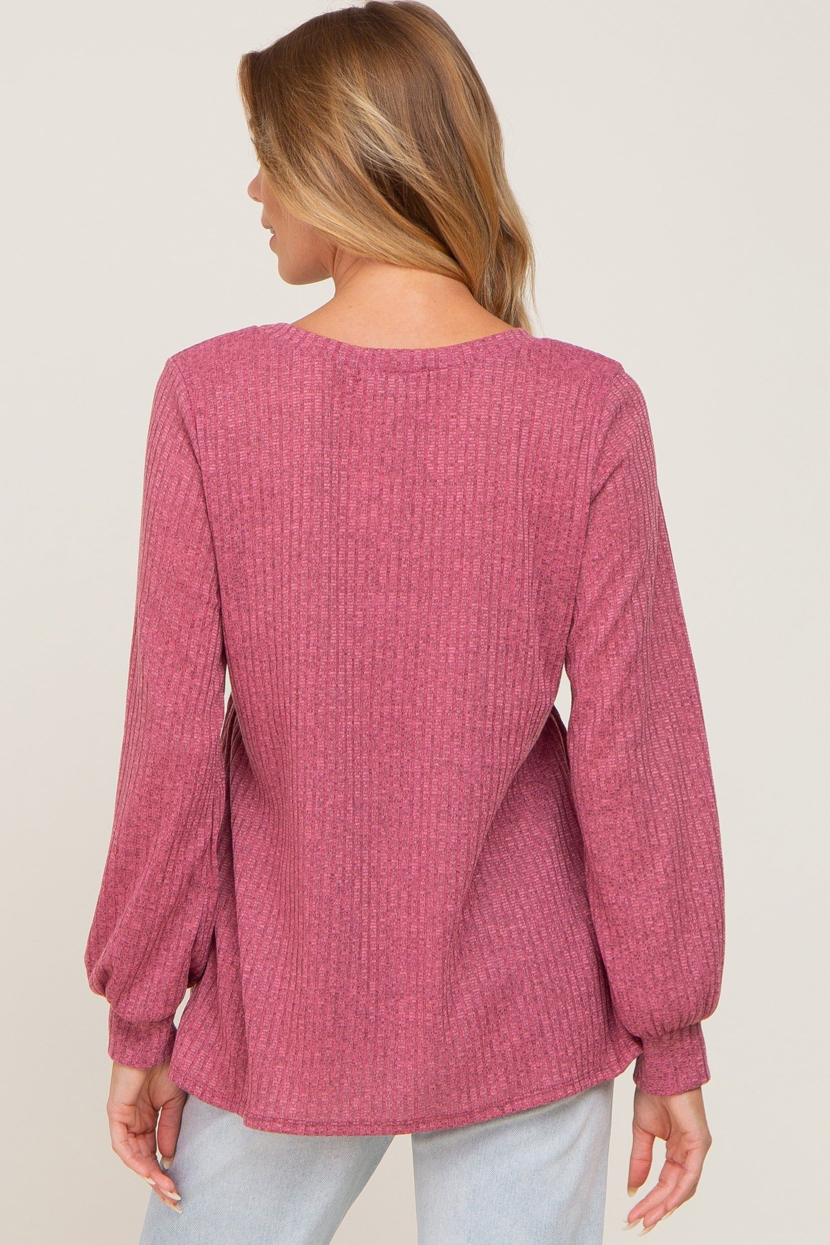 Mauve Knit Ribbed Babydoll Top sold by Pinkblush product image thumbnail 4