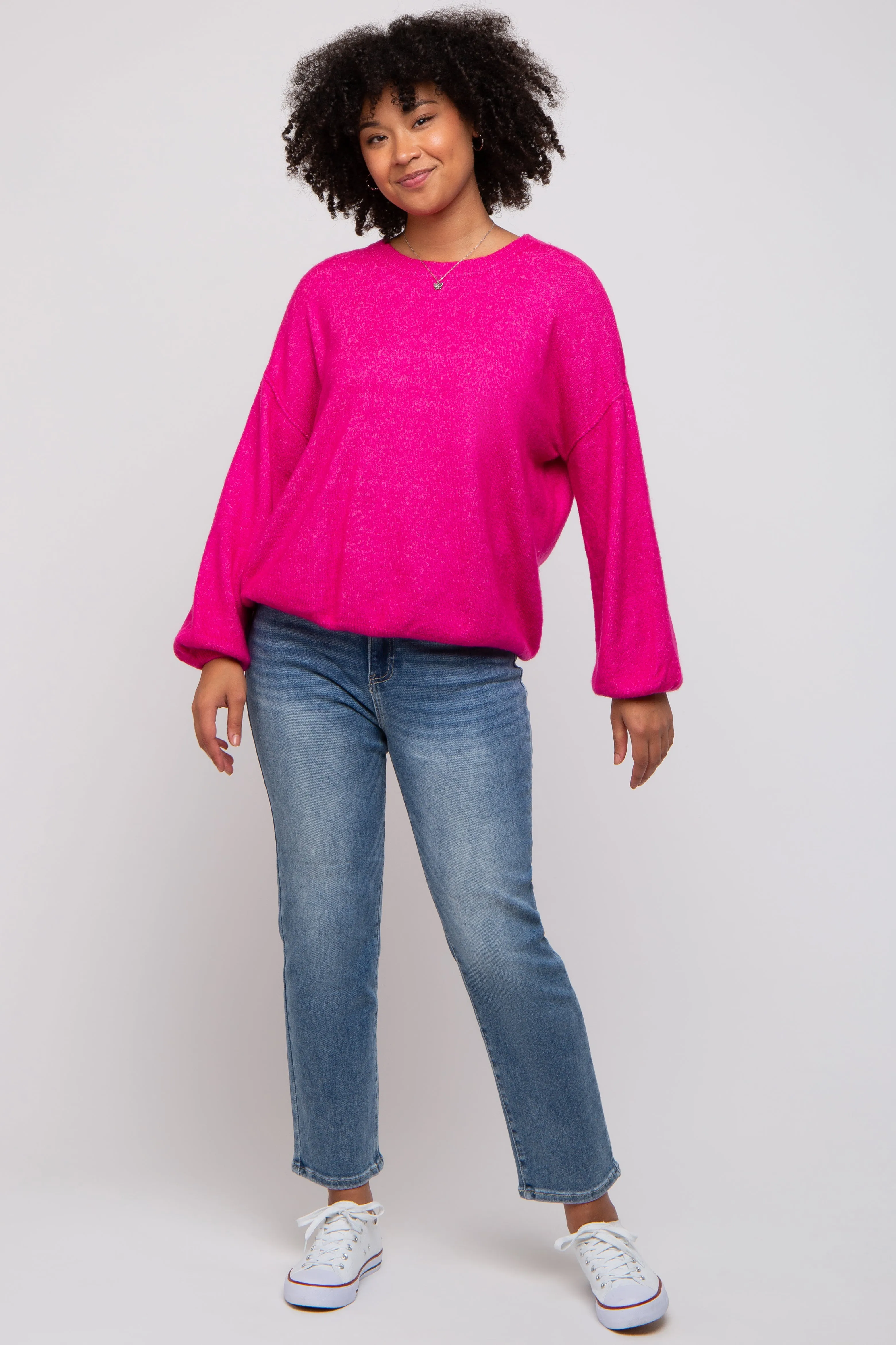 Fuchsia Basic Drop Shoulder Sweater sold by Pinkblush product image thumbnail 4