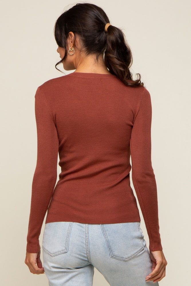 Rust Knit Long Sleeve Top sold by Pinkblush product image thumbnail 3