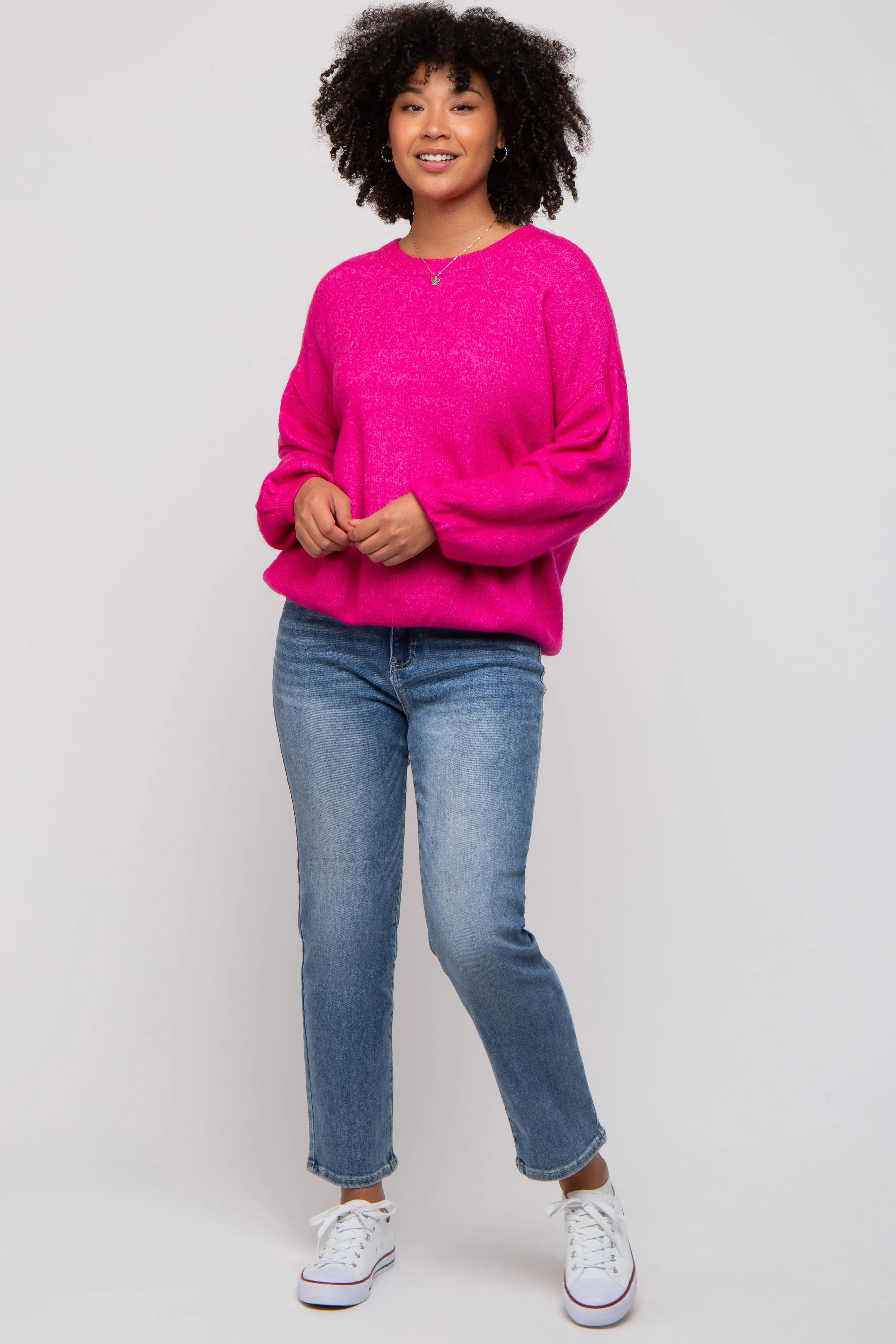 Fuchsia Basic Drop Shoulder Sweater sold by Pinkblush product image thumbnail 5
