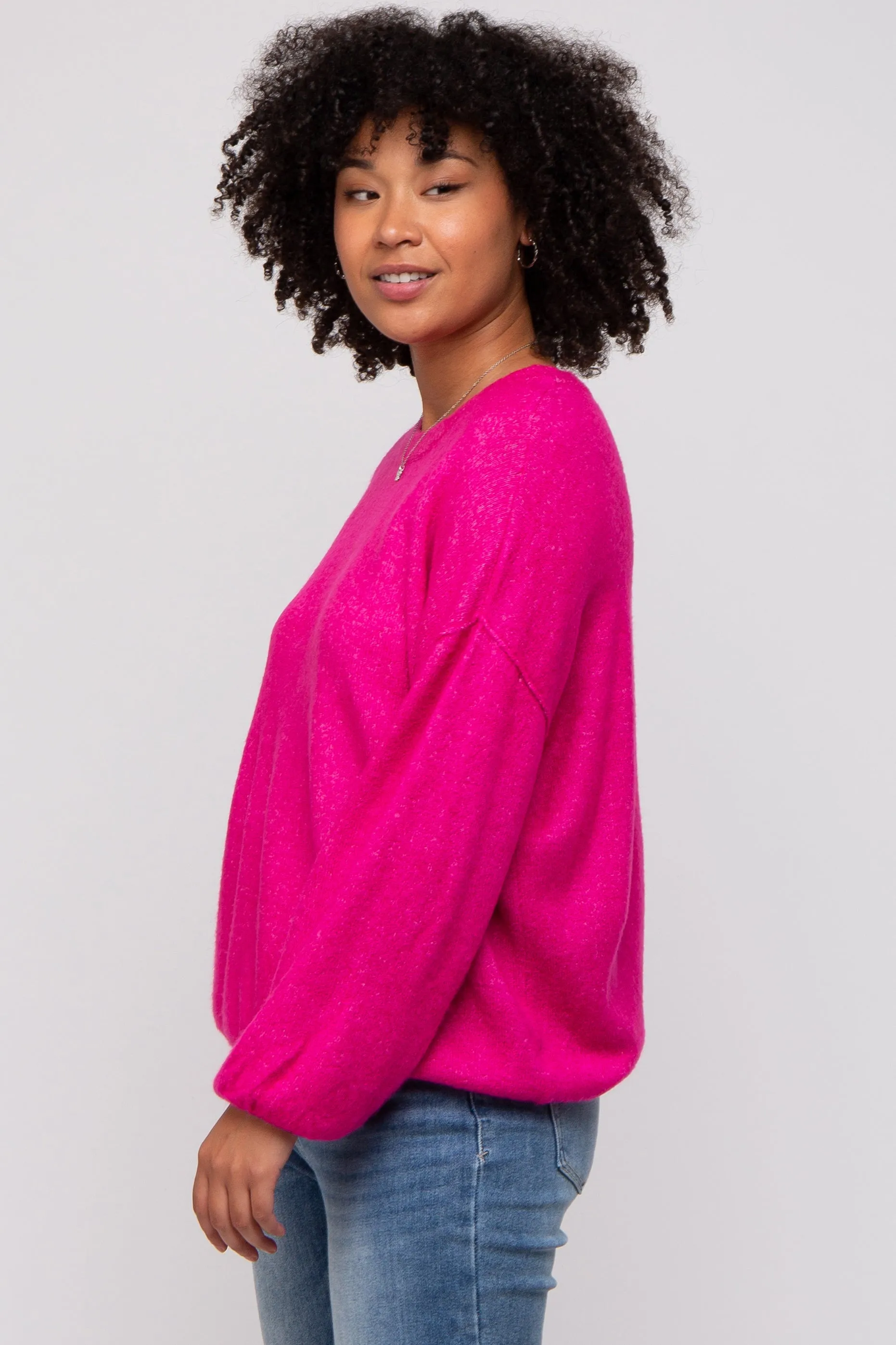 Fuchsia Basic Drop Shoulder Sweater sold by Pinkblush product image thumbnail 2