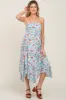 Blue Floral Strapless Handkerchief Maternity Midi Dress sold by Pinkblush
