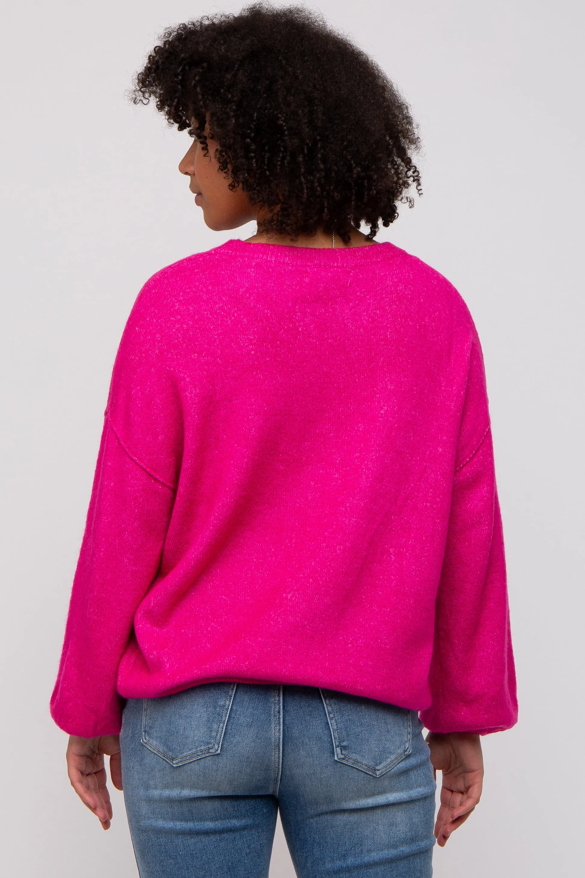 Fuchsia Basic Drop Shoulder Sweater sold by Pinkblush product image thumbnail 3