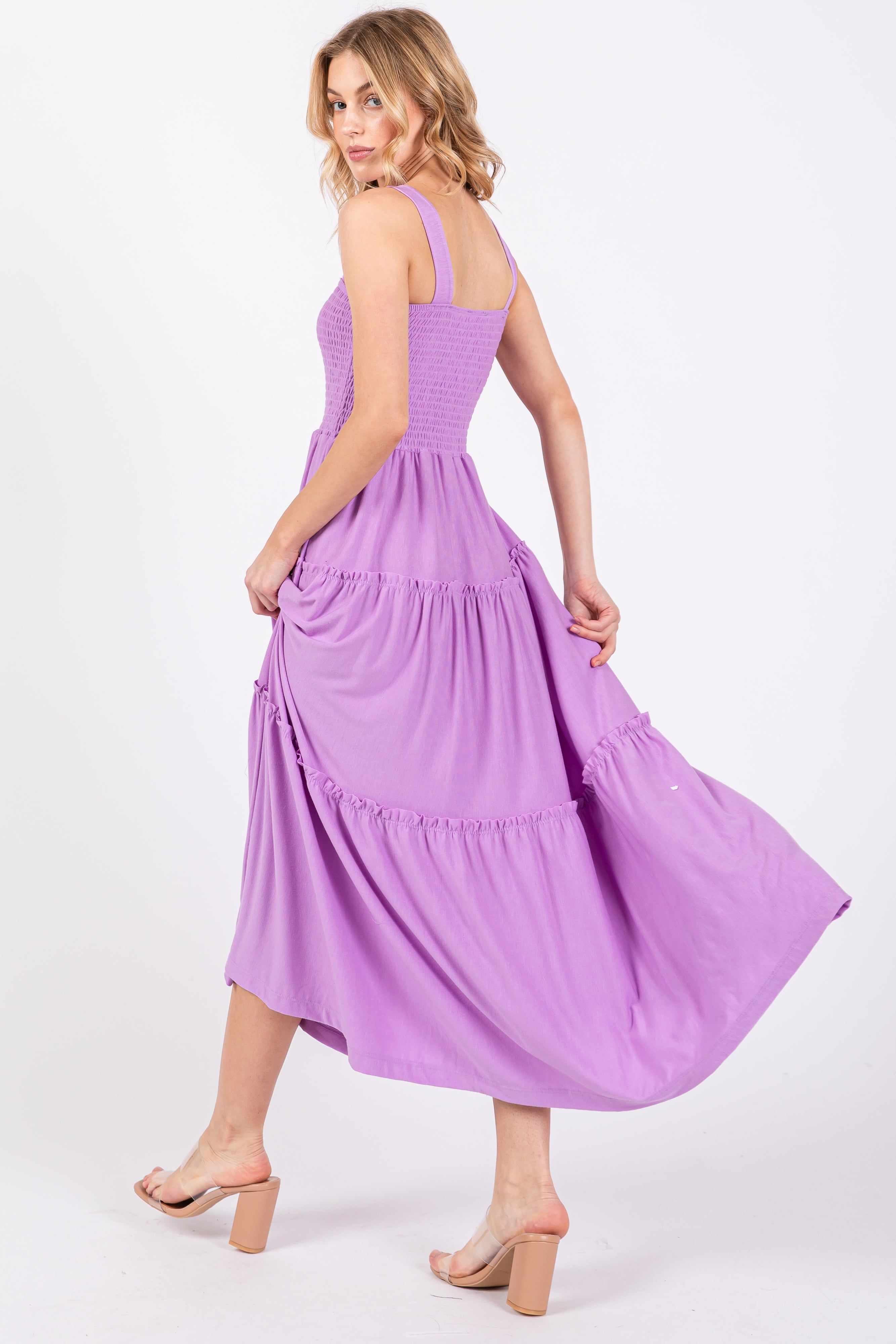 Lavender Sleeveless Tiered Maxi Dress sold by Pinkblush product image thumbnail 3
