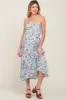 Blue Floral Strapless Handkerchief Maternity Midi Dress sold by Pinkblush