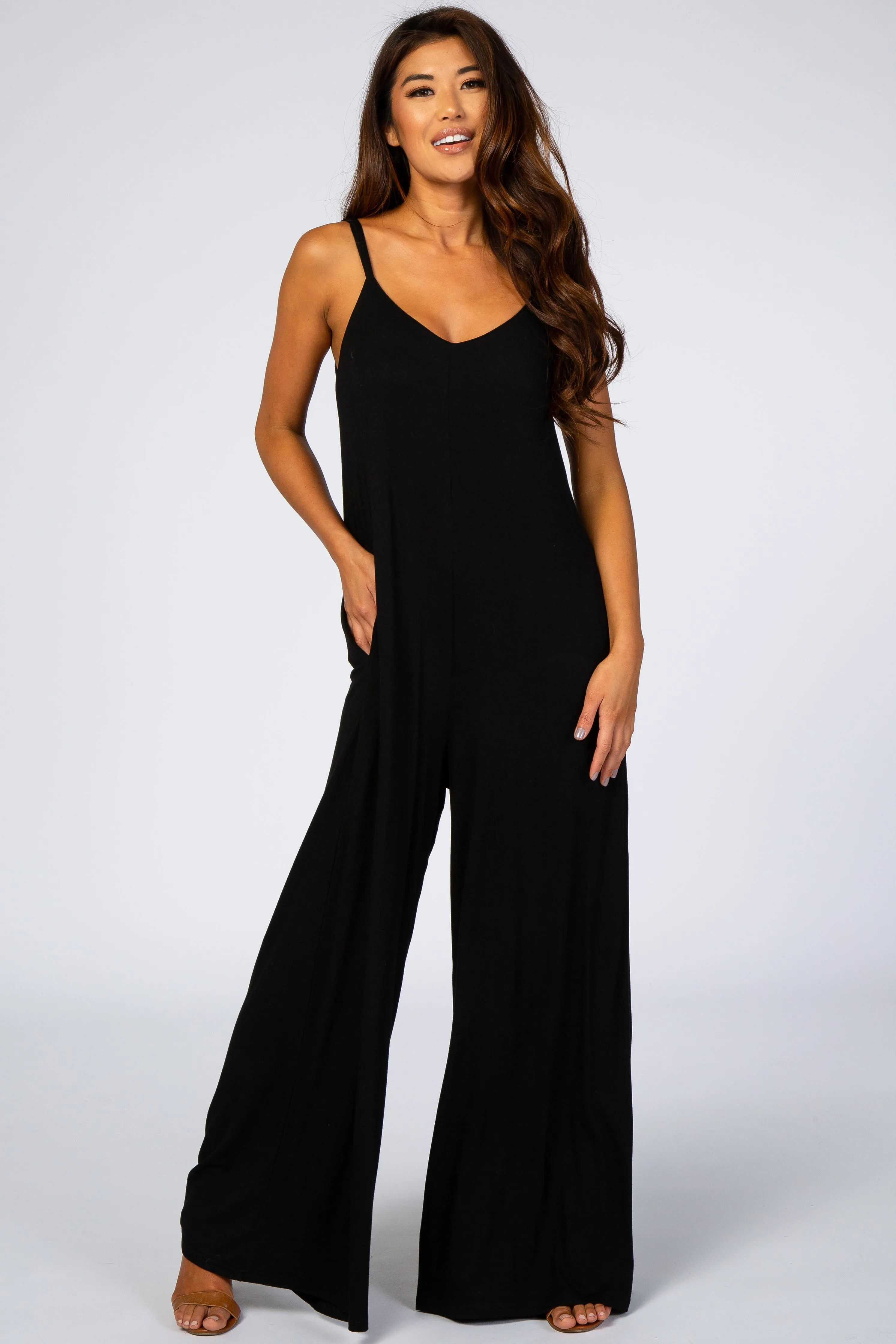 Black Cross Back Wide Leg Maternity Jumpsuit sold by Pinkblush product image thumbnail 5