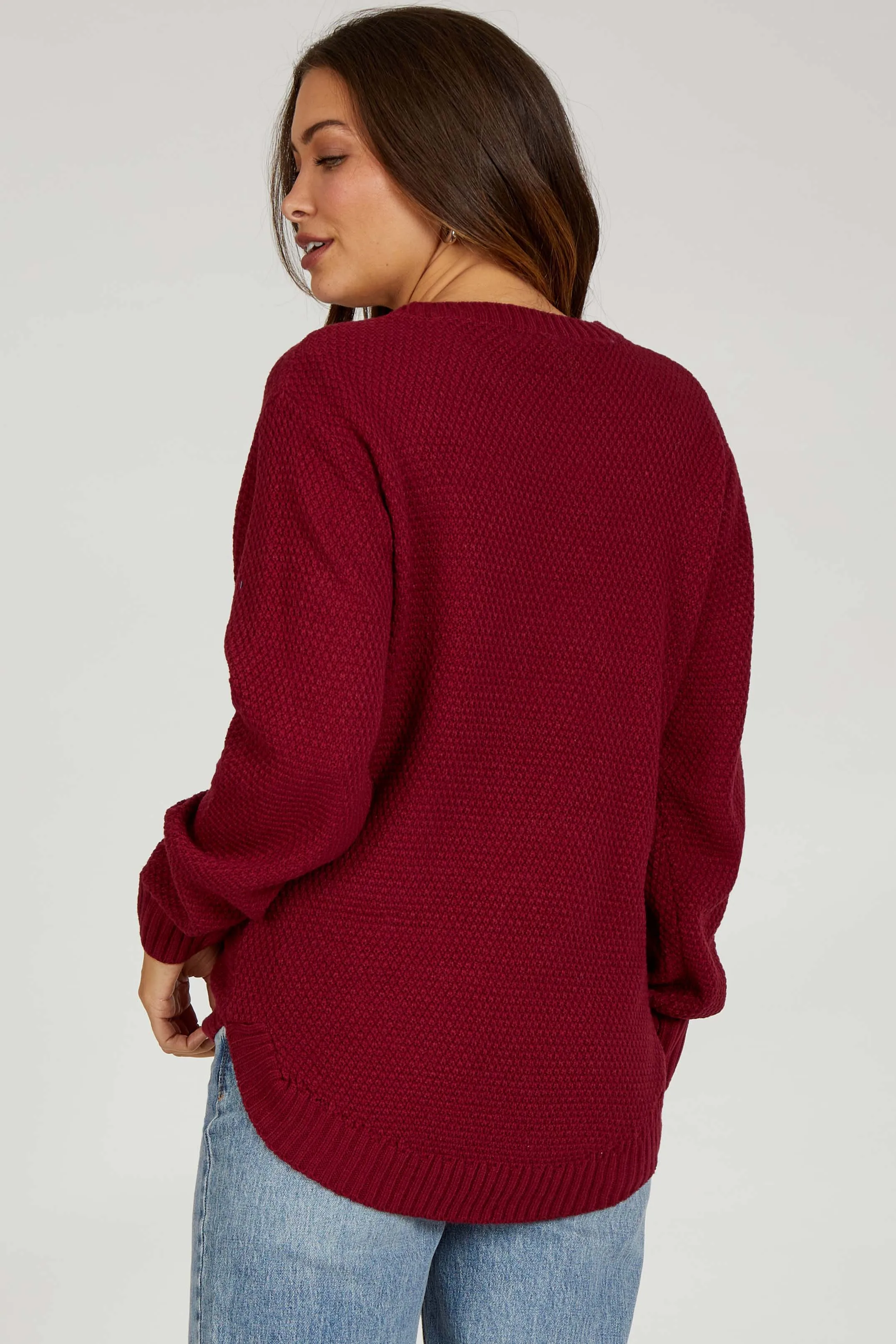 Burgundy Knit Pullover Maternity Sweater sold by Pinkblush product image thumbnail 3