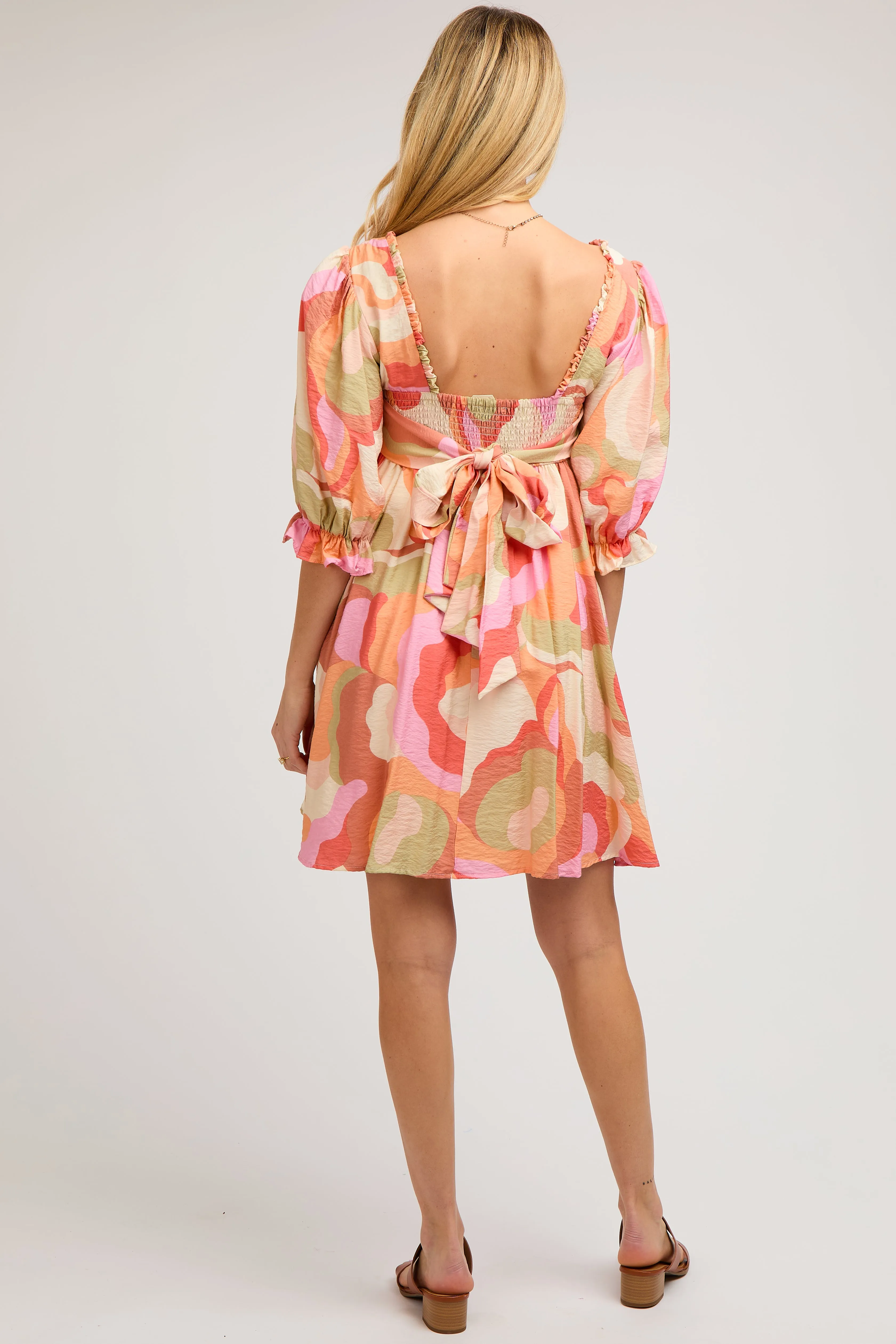 Pink Print Puff Sleeve Maternity Mini Dress sold by Pinkblush product image thumbnail 4