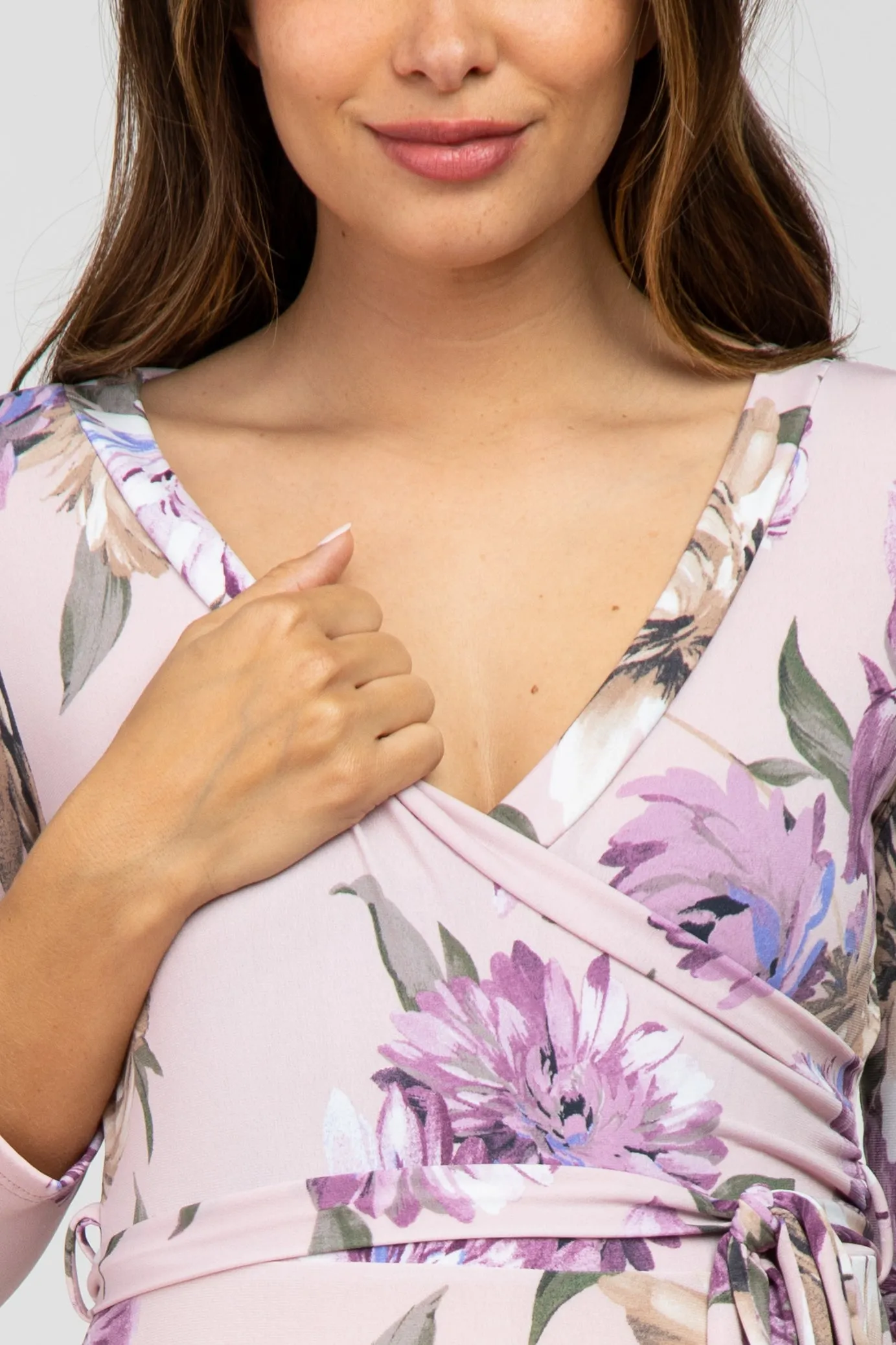 Lavender Floral Maternity Wrap Maxi Dress sold by Pinkblush product image thumbnail 4