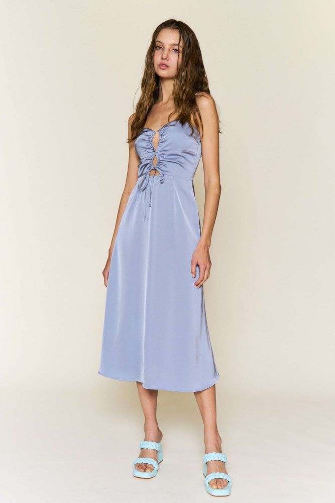 Blue Midi Dress With Spaghetti Straps sold by Pinkblush