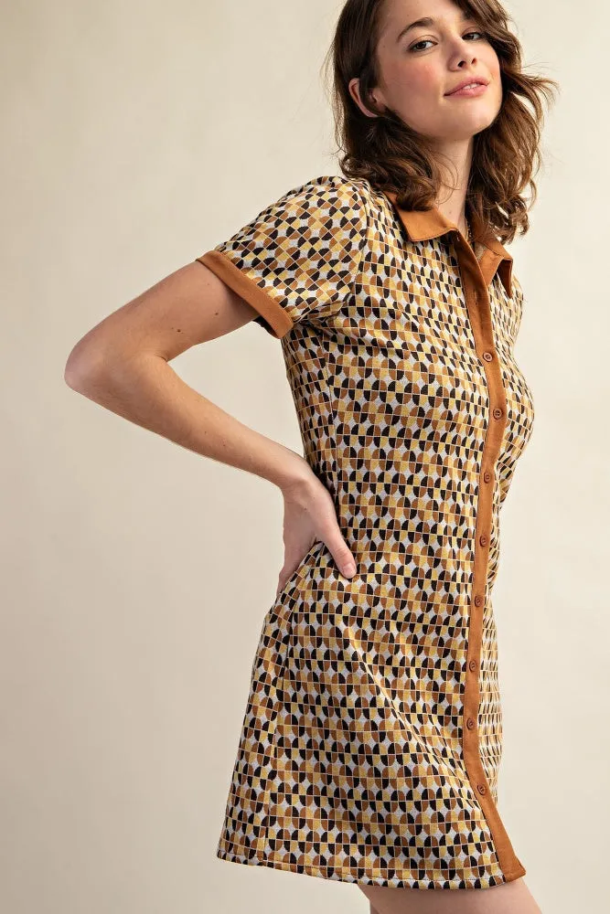 Camel Combo Collared Retro Mini Dress sold by Pinkblush product image thumbnail 2