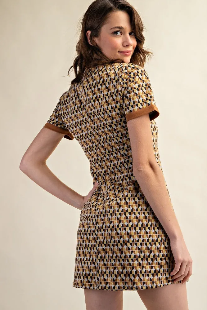 Camel Combo Collared Retro Mini Dress sold by Pinkblush product image thumbnail 3