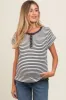 Black Mixed Stripe Henley Maternity Tee sold by Pinkblush