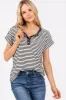 Black Mixed Stripe Henley Maternity Tee sold by Pinkblush