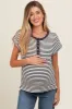 Black Mixed Stripe Henley Maternity Tee sold by Pinkblush