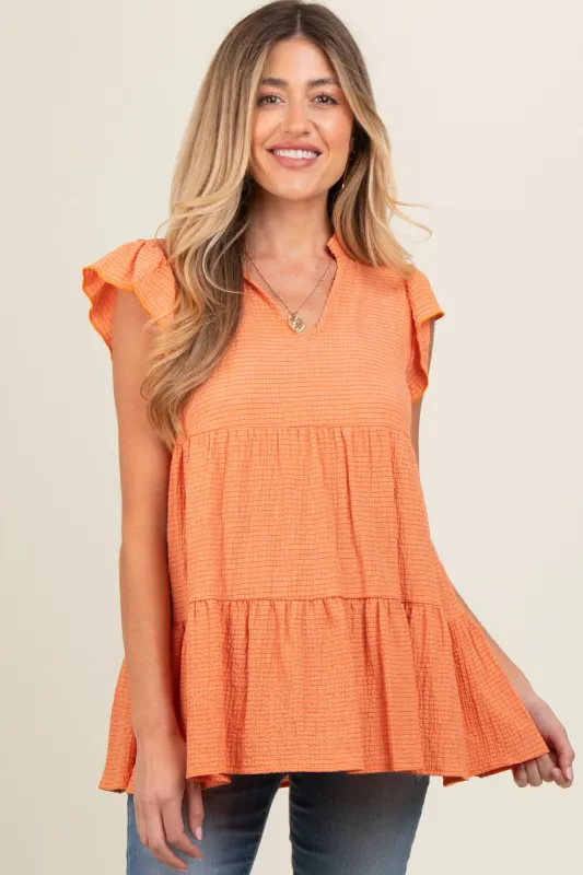 Orange Tiered Maternity Tunic Top sold by Pinkblush