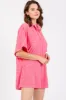 Fuchsia Textured Button Front Short Sleeve Romper sold by Pinkblush