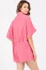 Fuchsia Textured Button Front Short Sleeve Romper sold by Pinkblush