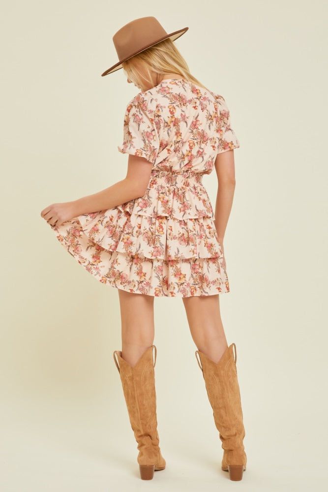 Peach Floral Print Mini Dress sold by Pinkblush product image thumbnail 3