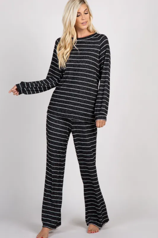 PinkBlush Charcoal Striped Soft Long Sleeve Pajama Set sold by Pinkblush