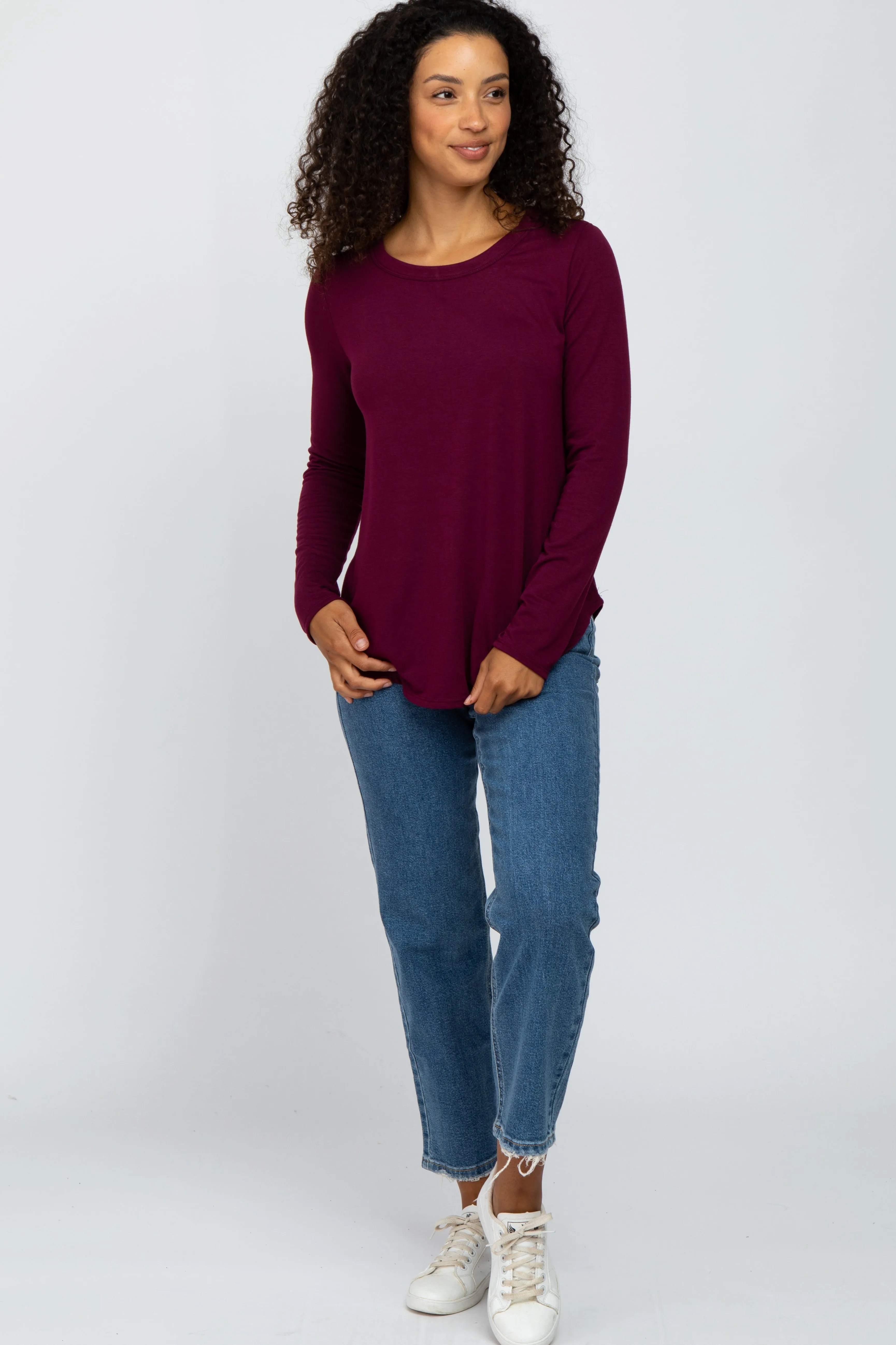 Plum Basic Long Sleeve Top sold by Pinkblush product image thumbnail 4