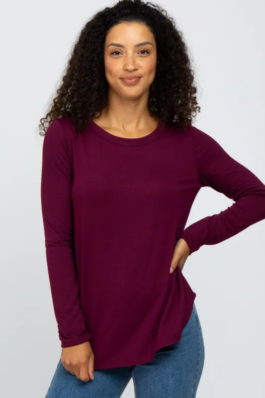 Plum Basic Long Sleeve Top sold by Pinkblush