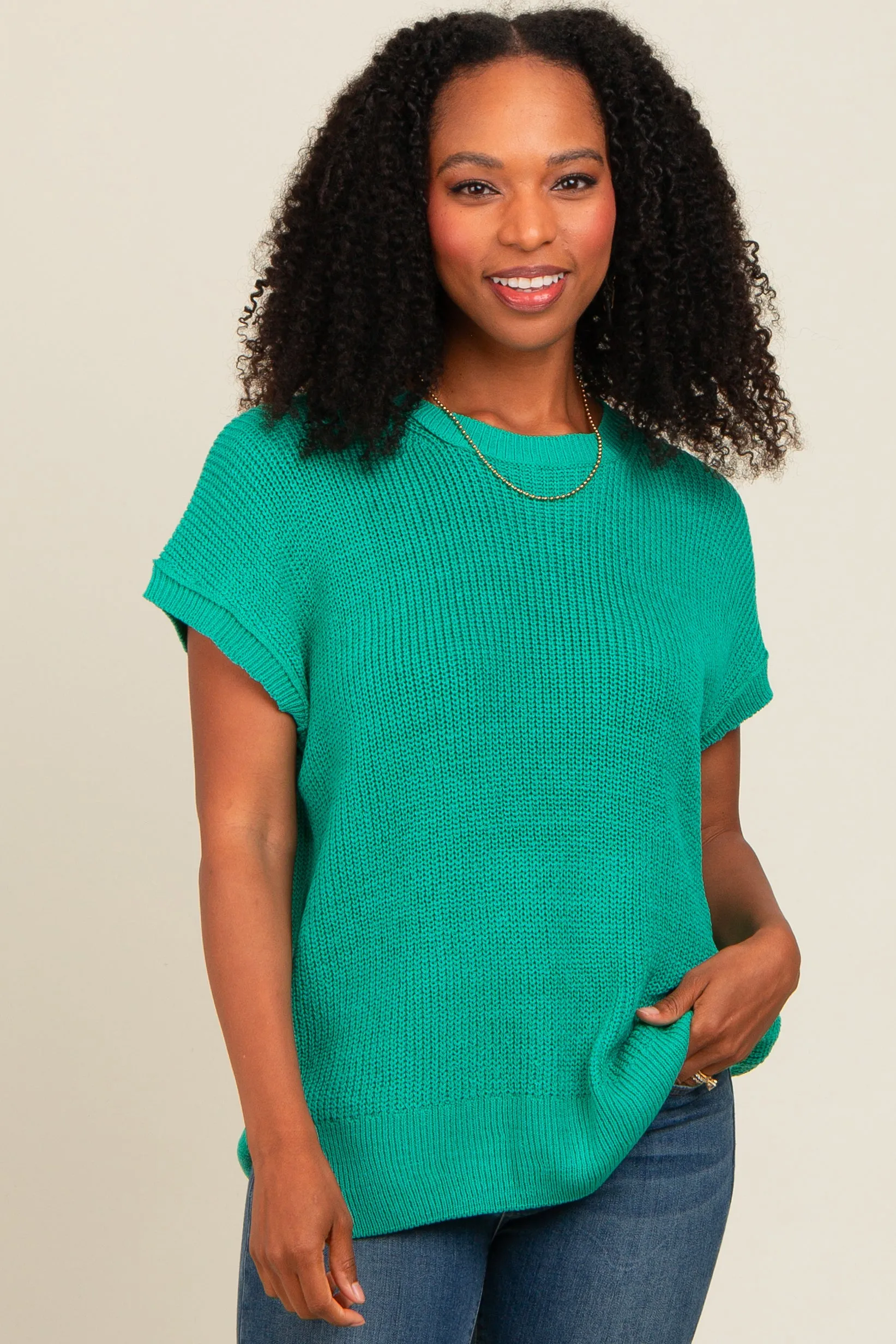 Jade Dolman Short Sleeve Side Slit Maternity Sweater Top sold by Pinkblush product image thumbnail 3