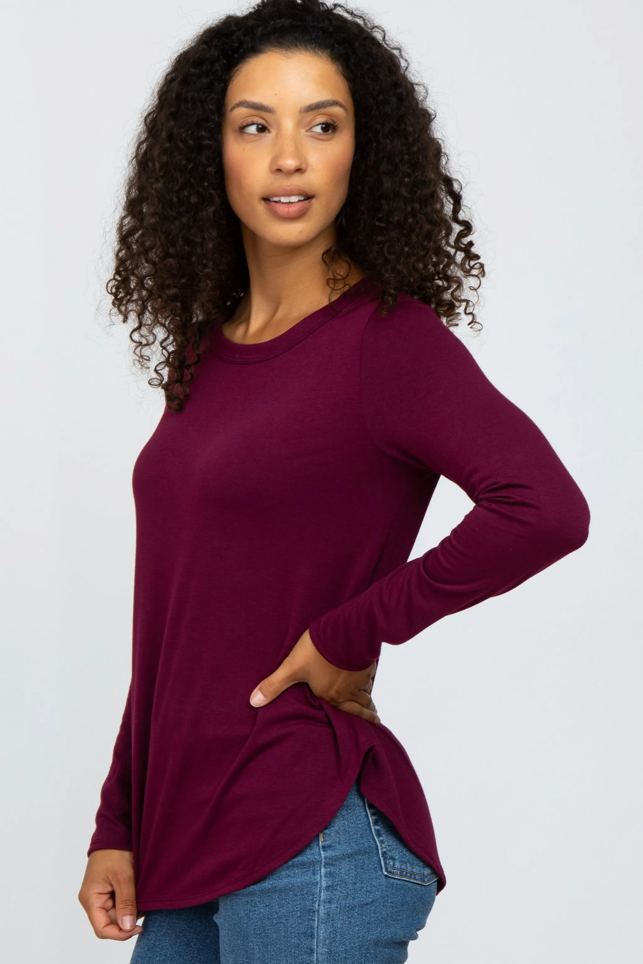 Plum Basic Long Sleeve Top sold by Pinkblush product image thumbnail 2
