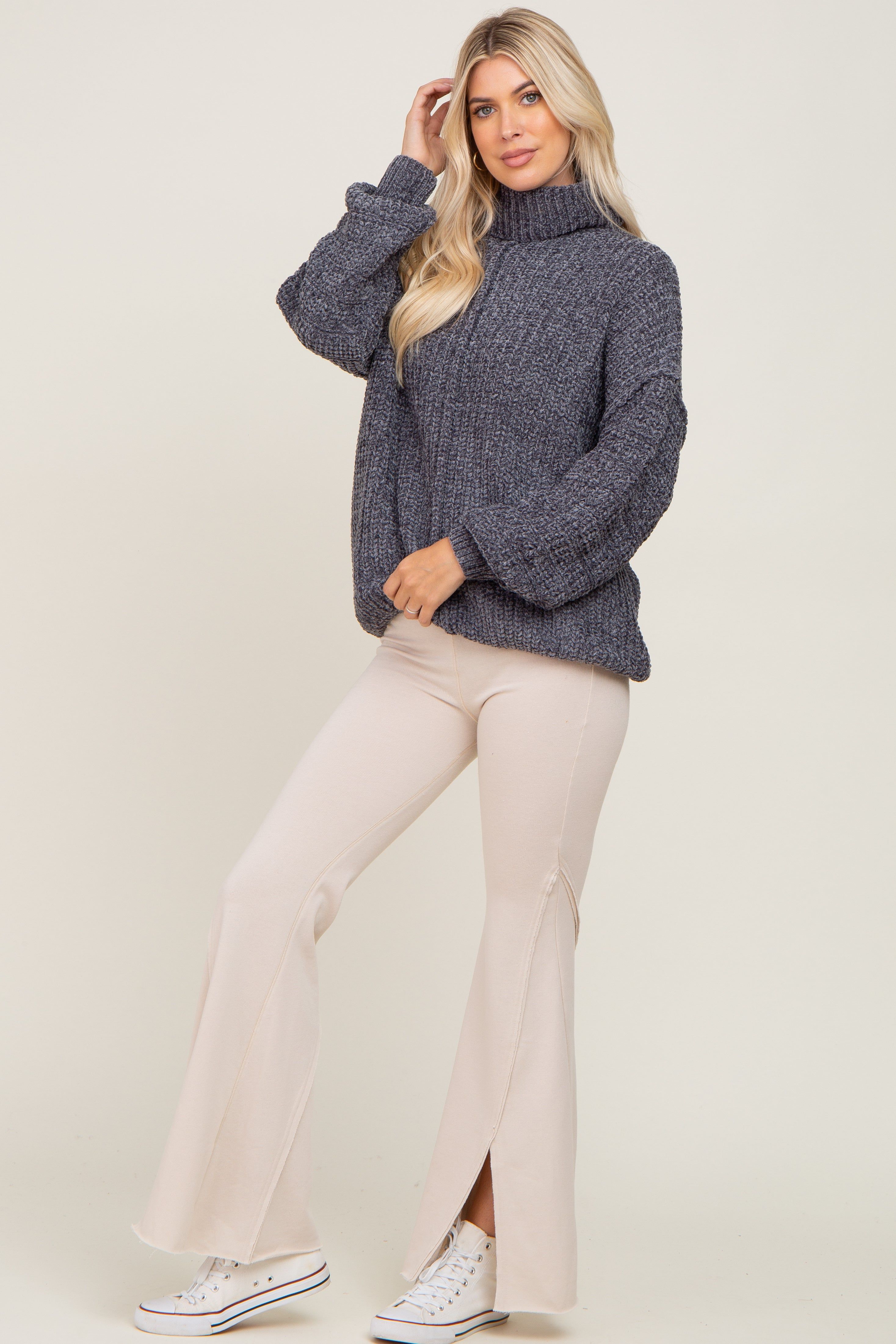 Charcoal Soft Chenille Turtle Neck Sweater sold by Pinkblush product image thumbnail 4