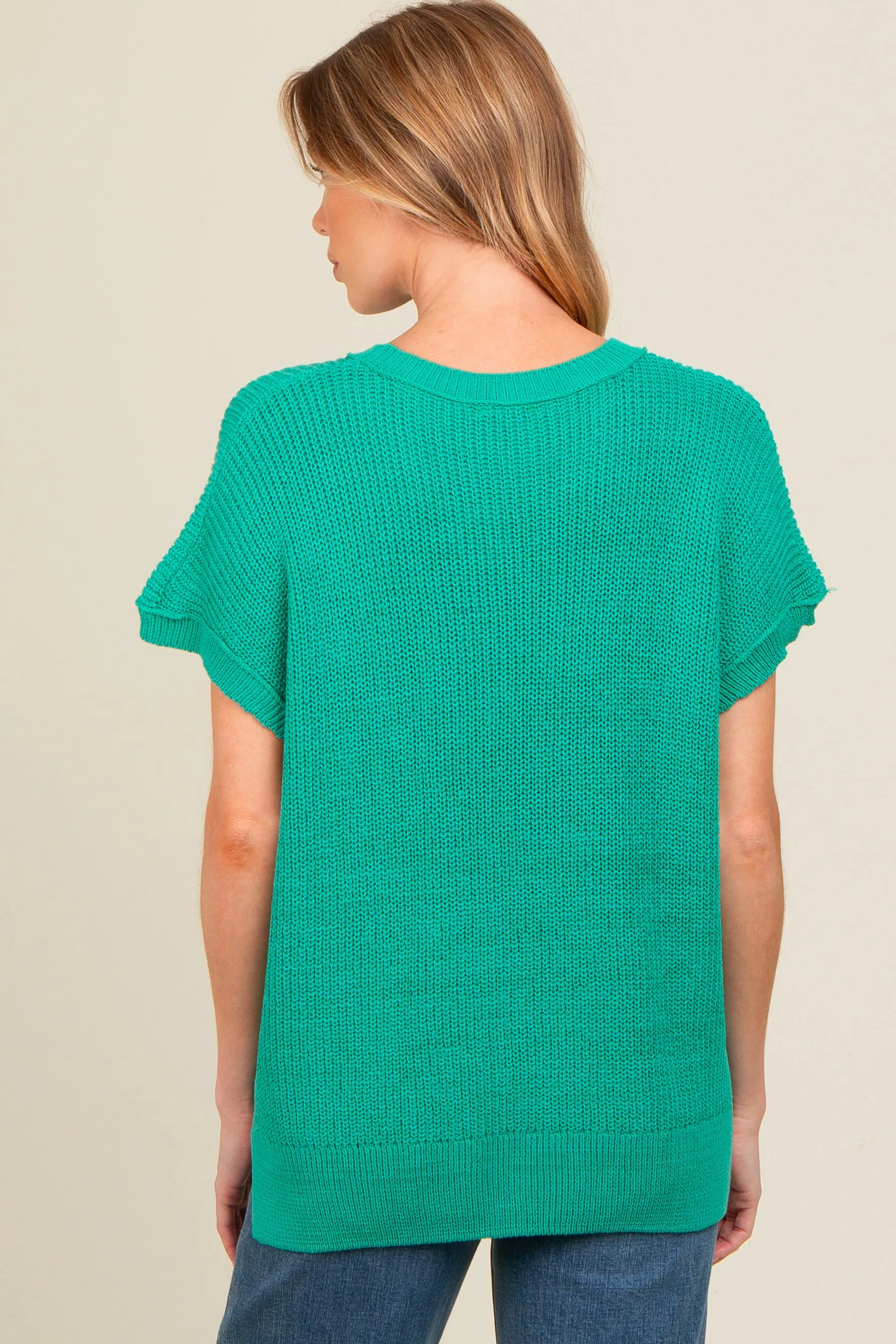 Jade Dolman Short Sleeve Side Slit Maternity Sweater Top sold by Pinkblush product image thumbnail 2