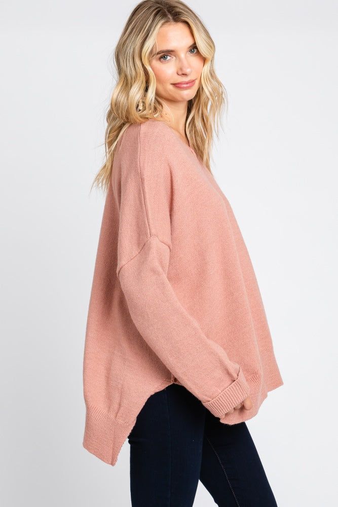 Mauve Dolman Sleeve Side Slit Sweater sold by Pinkblush product image thumbnail 2