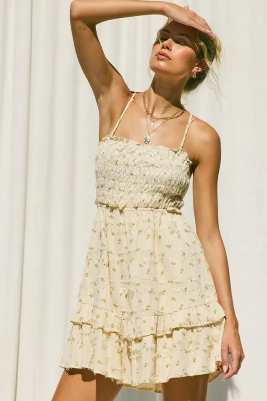 Natural Textured Embroidery Mini Dress sold by Pinkblush